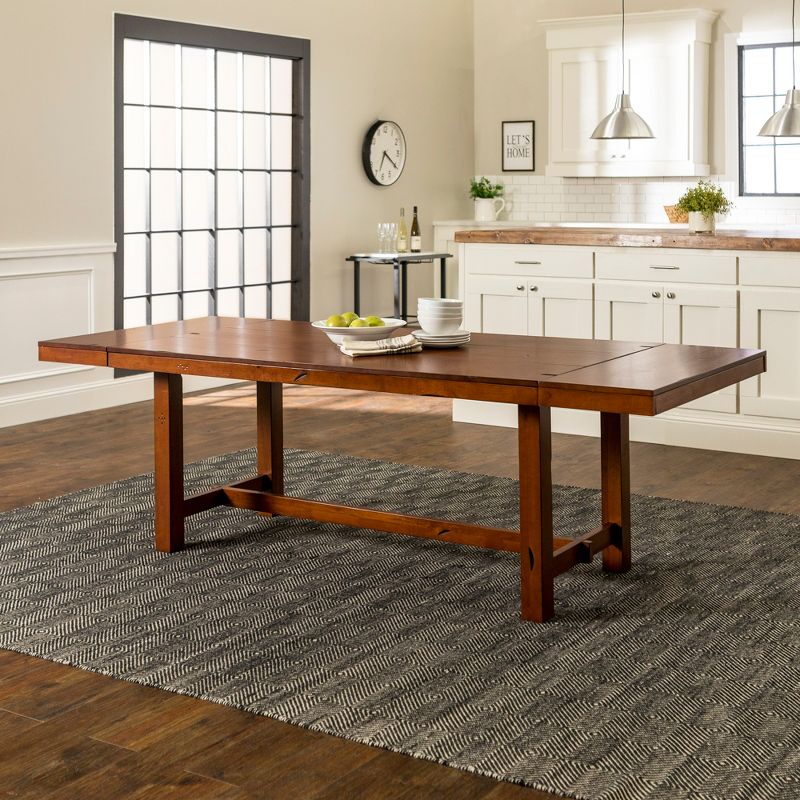Wood Extendable Dining Table Distressed Dark Oak - Saracina Home