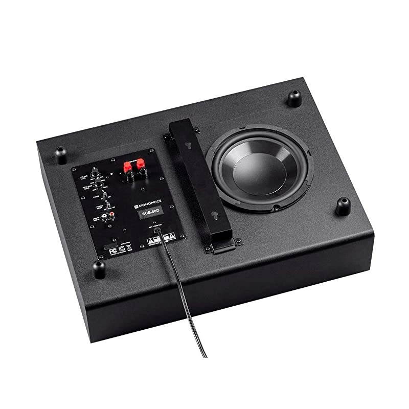 133829 Ssw-8 Powered Slim 8 Inch Subwoofer - Black | 100 Watt, Low Profile, Powerful Amp, Low Pass, 8 Inch