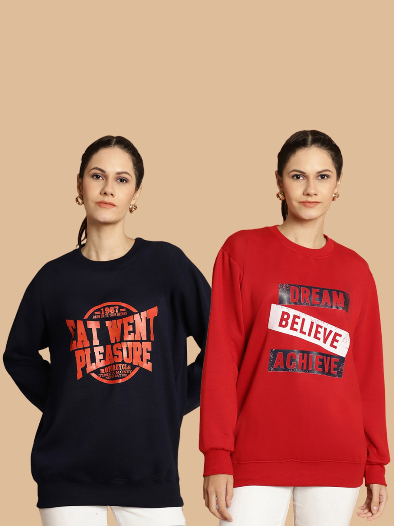 Vimal Jonney Navy & Maroon Printed Sweatshirt - Pack Of 2