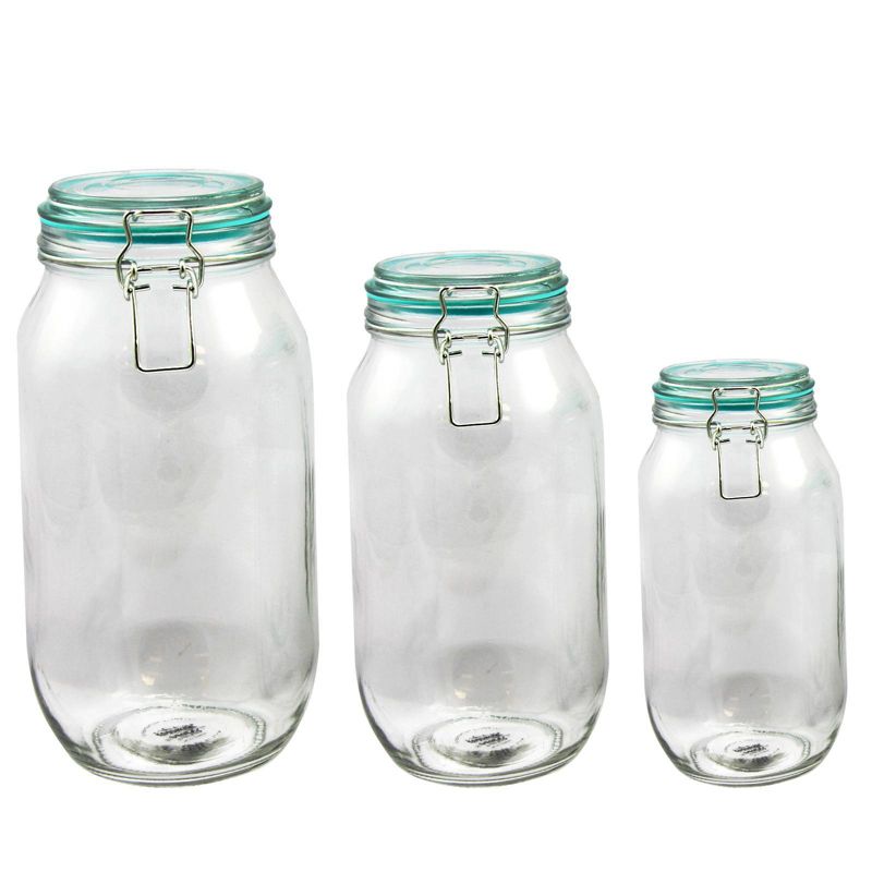 Gibson Home 3pc Glass Hollydale Preserving and Storage Jar Set