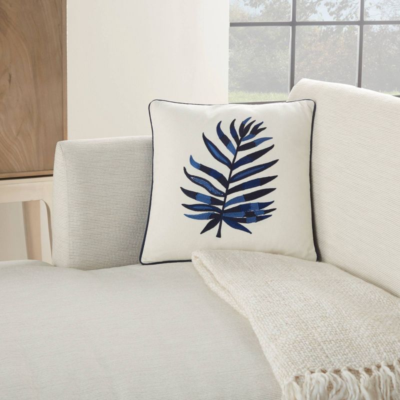 16"x16" Royal Palm Leaf Square Throw Pillow Blue - Mina Victory