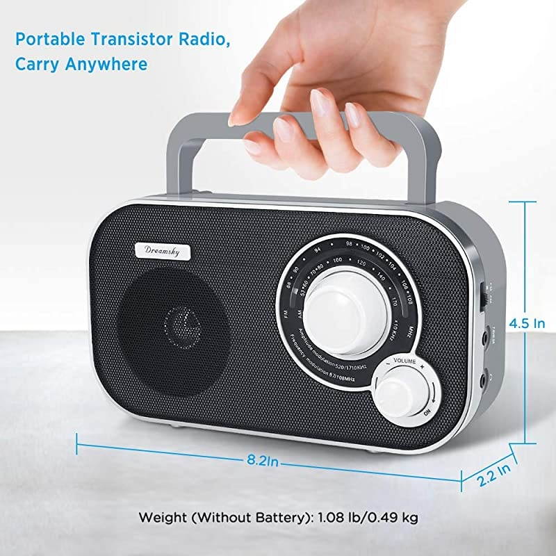 Portable AM FM Radio with Great Reception Battery Operated Radio AC Outlet Powered Radios with Headphone Jack Handheld Transistor Radios Small Gifts for Seniors Emergency Indoor Outdoor