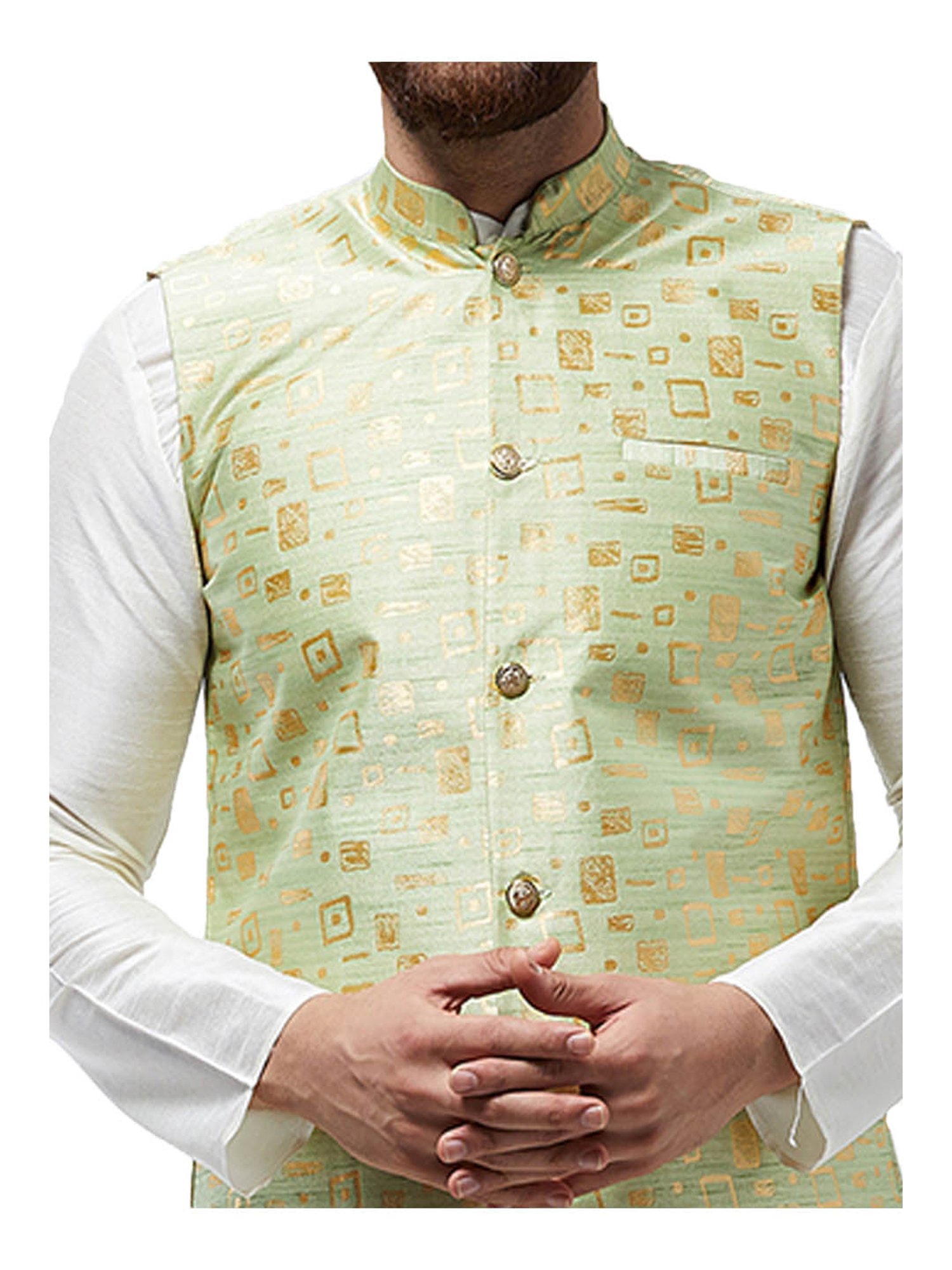 Sojanya Off White & Green Printed Suit