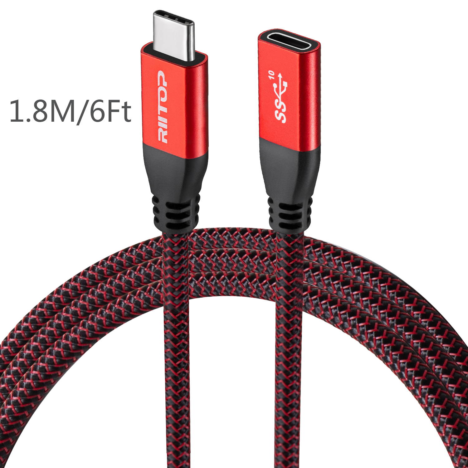 USB C Extension Cable 6Ft (2Pack), RIITOP USB 3.1 Gen2 10Gbps Type C Male to Female Extension Charging & Sync for Nintendo Switch, M1 MacBook Pro Air iPad Pro 2020 Dell XPS Surface Book