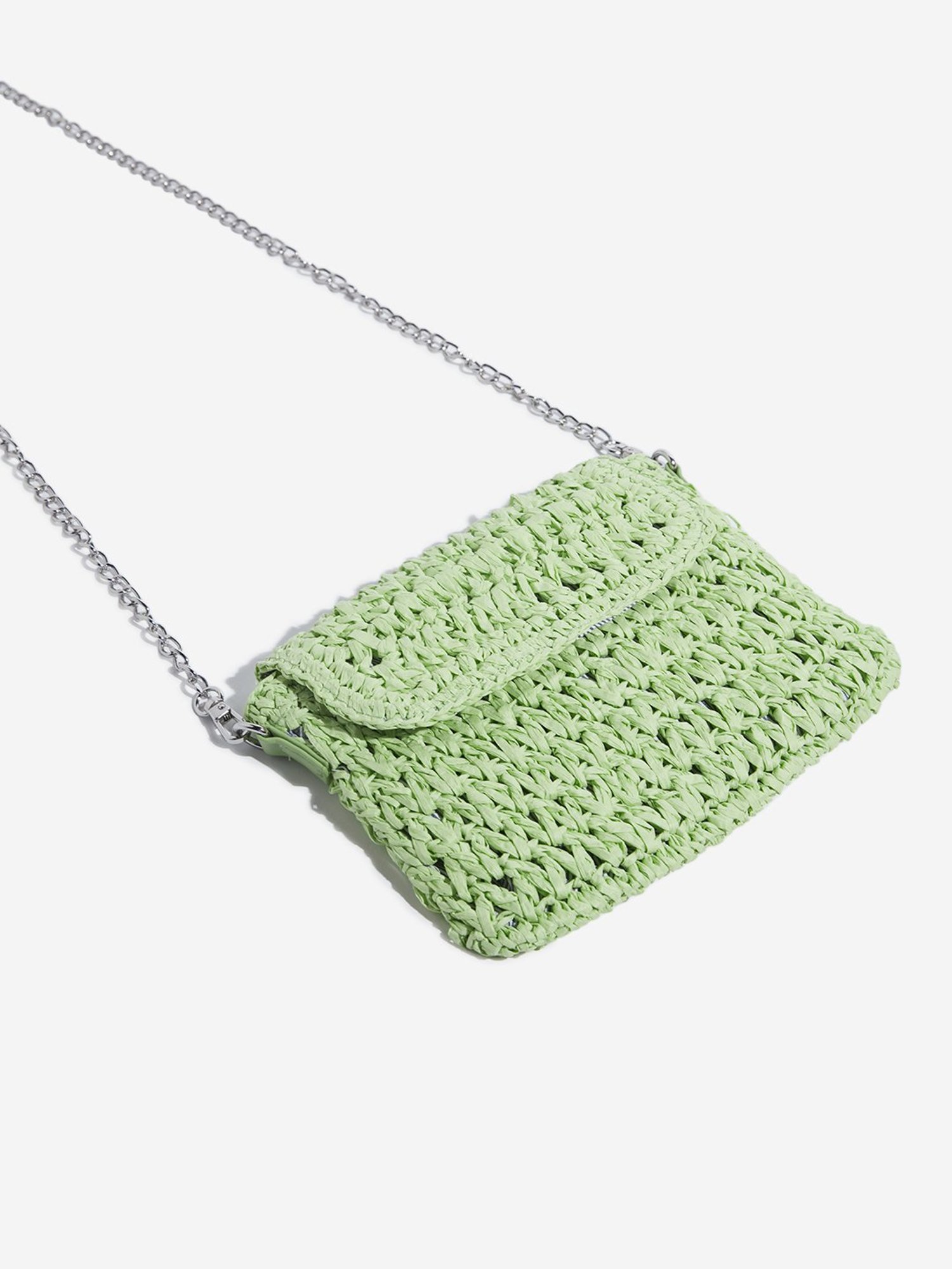 Studiowest by Westside Light Green Woven-Textured Sling Bag
