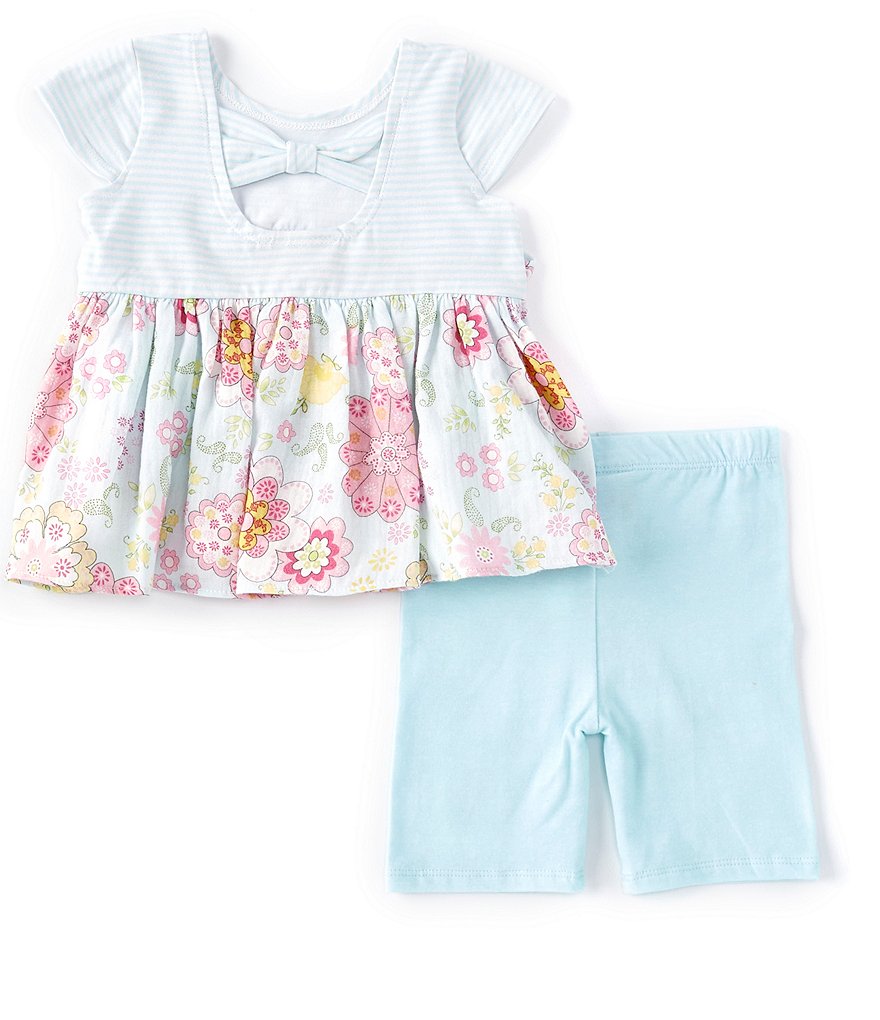 Peek Baby Girls 3-24 Months Long-Sleeve Embroidery Floral Print Babydoll Top & Pant Set