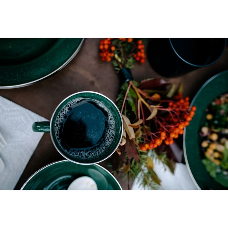 Stansport Enamel Camping Tableware Set 24 Pieces Green