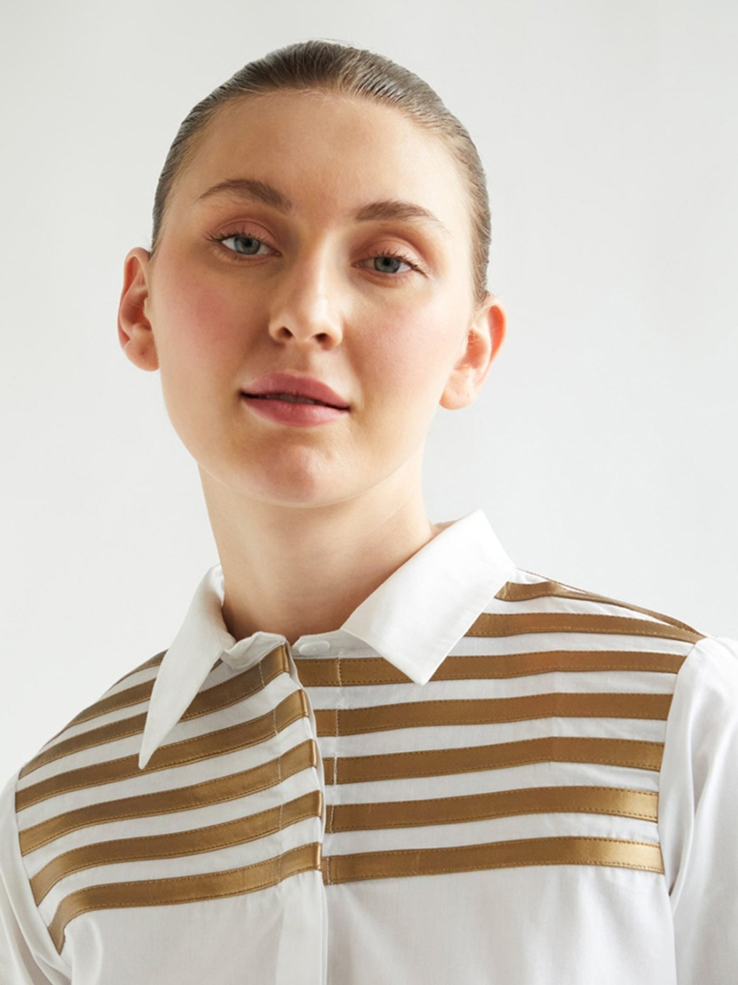 House of Manaa White Gold Lace Shirt