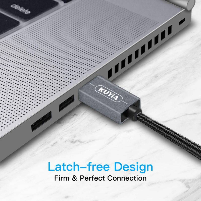 KUYIA DisplayPort Cable to DisplayPort Cable, 7 Feet Nylong Braided DP Cable 4K HD High Speed Display Cable for Gaming PC, Gaming Monitor, Laptop, TV - Gold-Plated Connector, Aluminum Alloy Shell