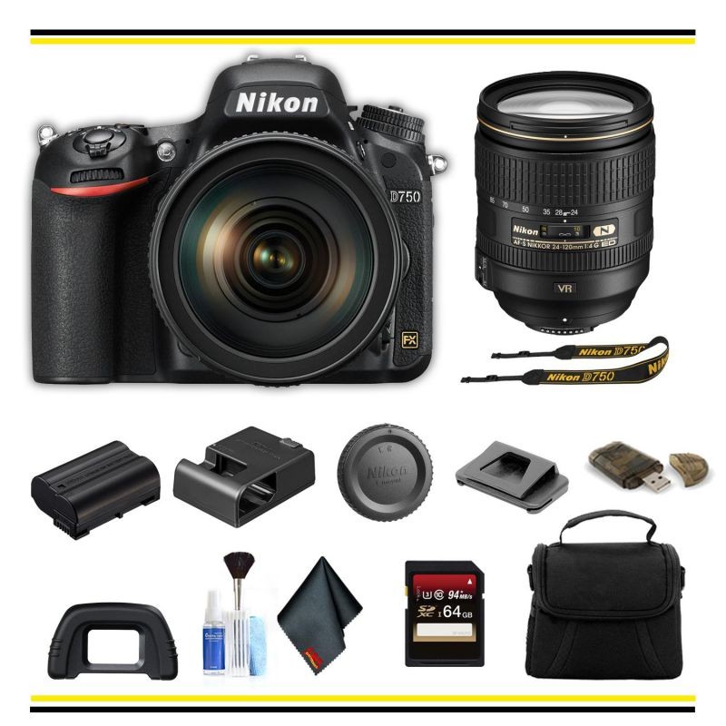 Nikon D750 DSLR Camera with 24-120mm Lens Starter Bundle - (Intl Model)