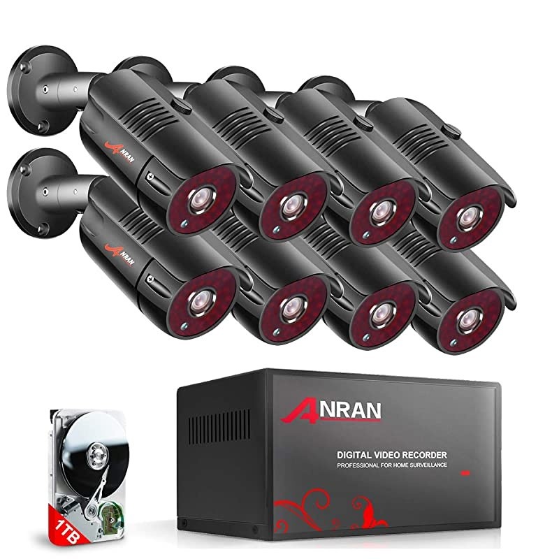 8CH Home Security Camera System 5MP HD TVI AHD DVR Video Recorder with 1TB Hard Drive 8pcs 1920TVL Outdoor Indoor CCTV Surveillance Bullet Cameras IR Night Vision Easy Remote Access Motion Alert