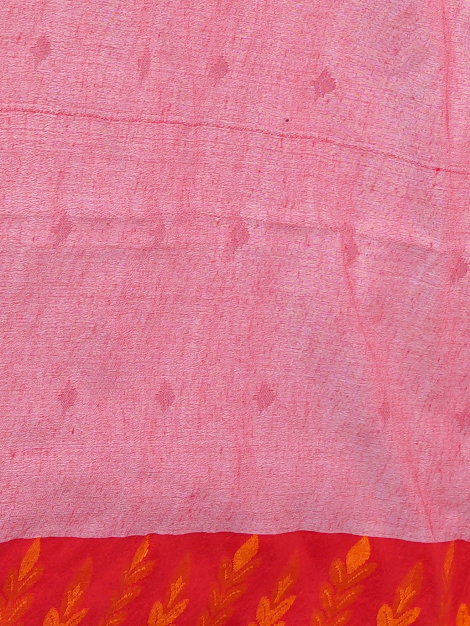 Unnati Silks Cream & Orange Linen Woven Saree With Unstitched Blouse