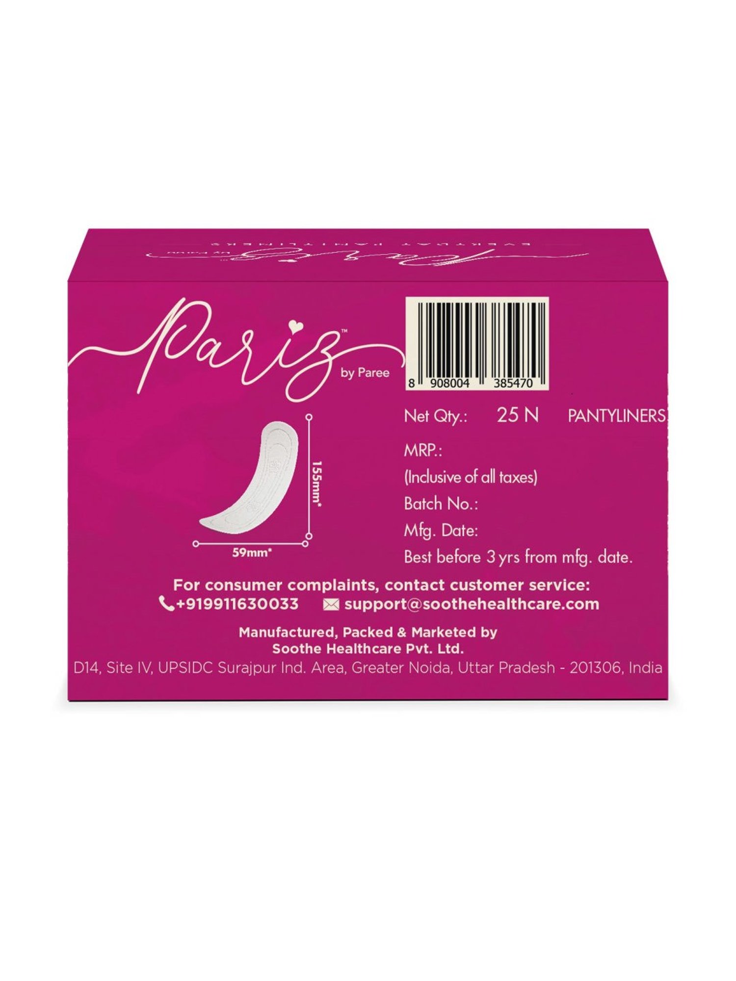Paree Prima Ultra-Thin Pantyliners for Women - 25 Pcs