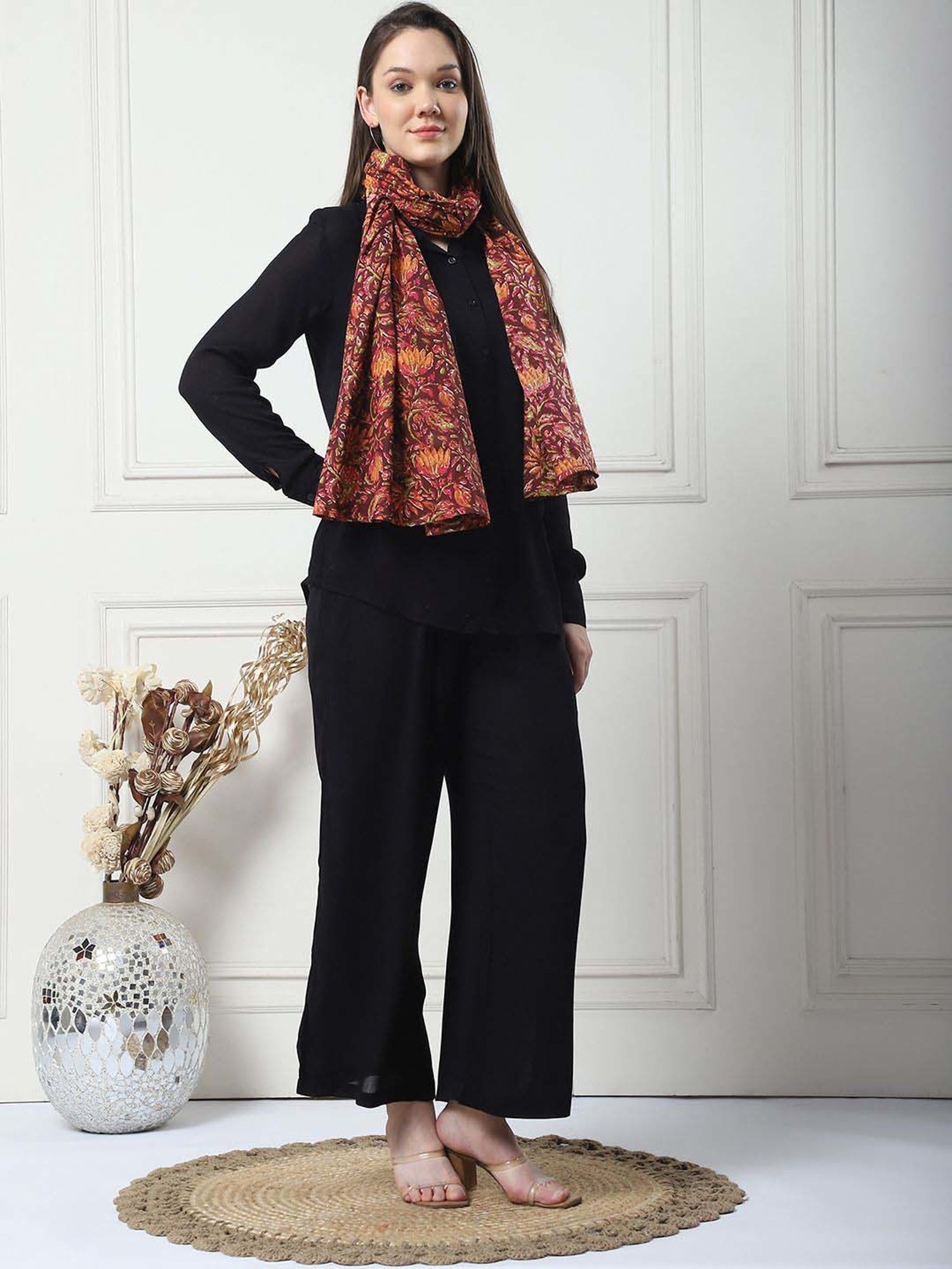 Secret Wish Brown Cotton Floral Straight Nursing Cover