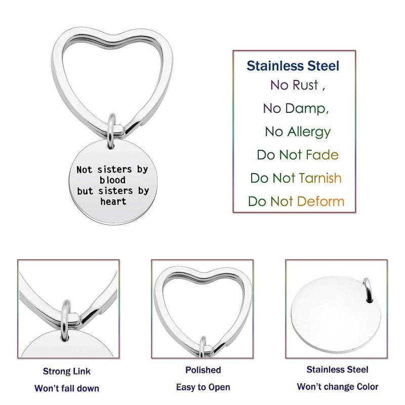 Best Friend Gifts Sister Key Chain Family Gifts for Women Girl Not Sisters by Blood But Sisters by Heart