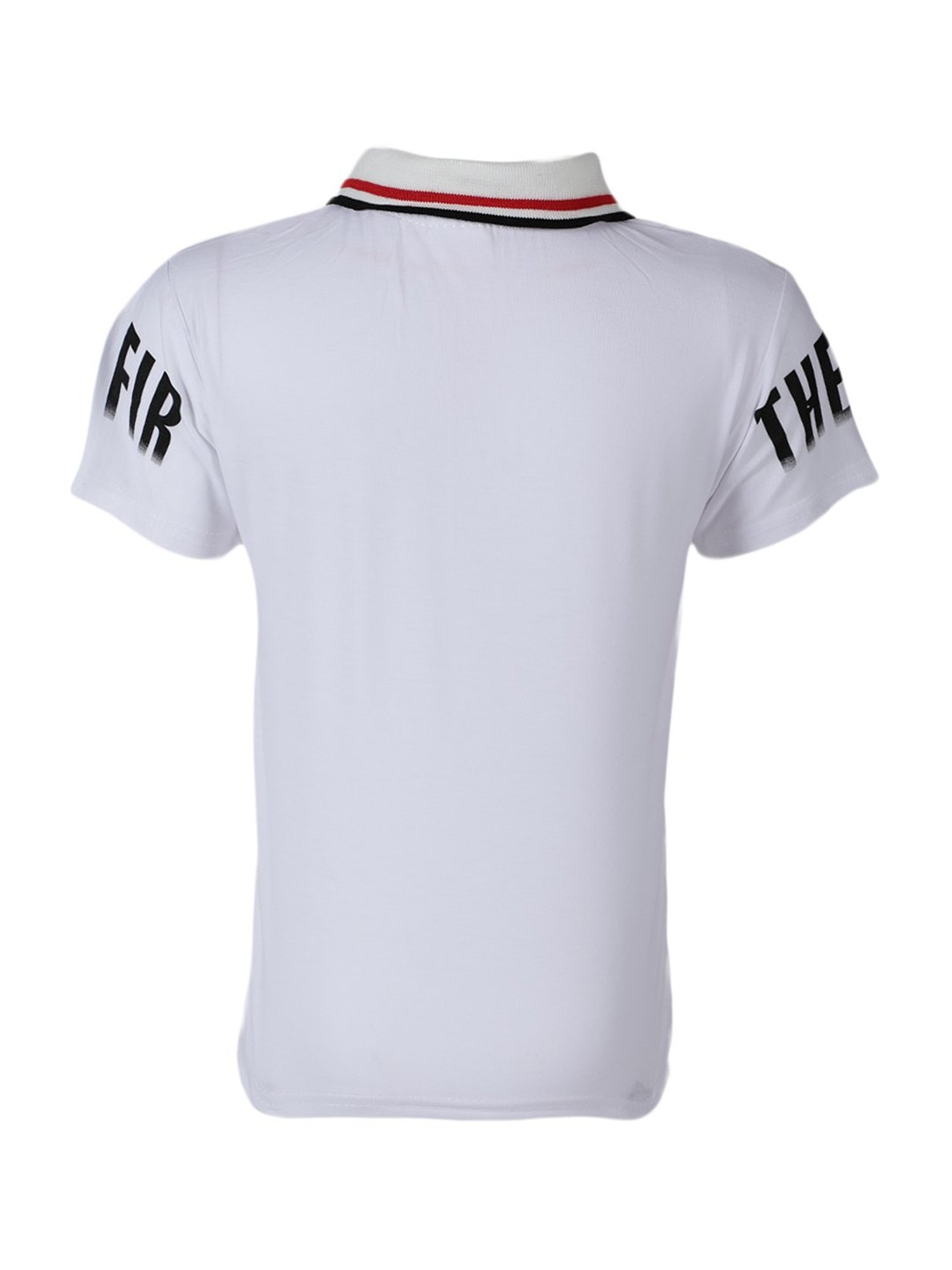 Passion Petals Boys White Cotton Printed Polo T-Shirt