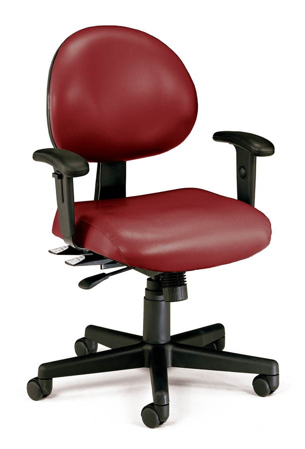 OFM 24 Hour Ergonomic Task Chair with Arms, Anti-Microbial/Anti-Bacterial Vinyl, in Navy (241-VAM-AA-605)