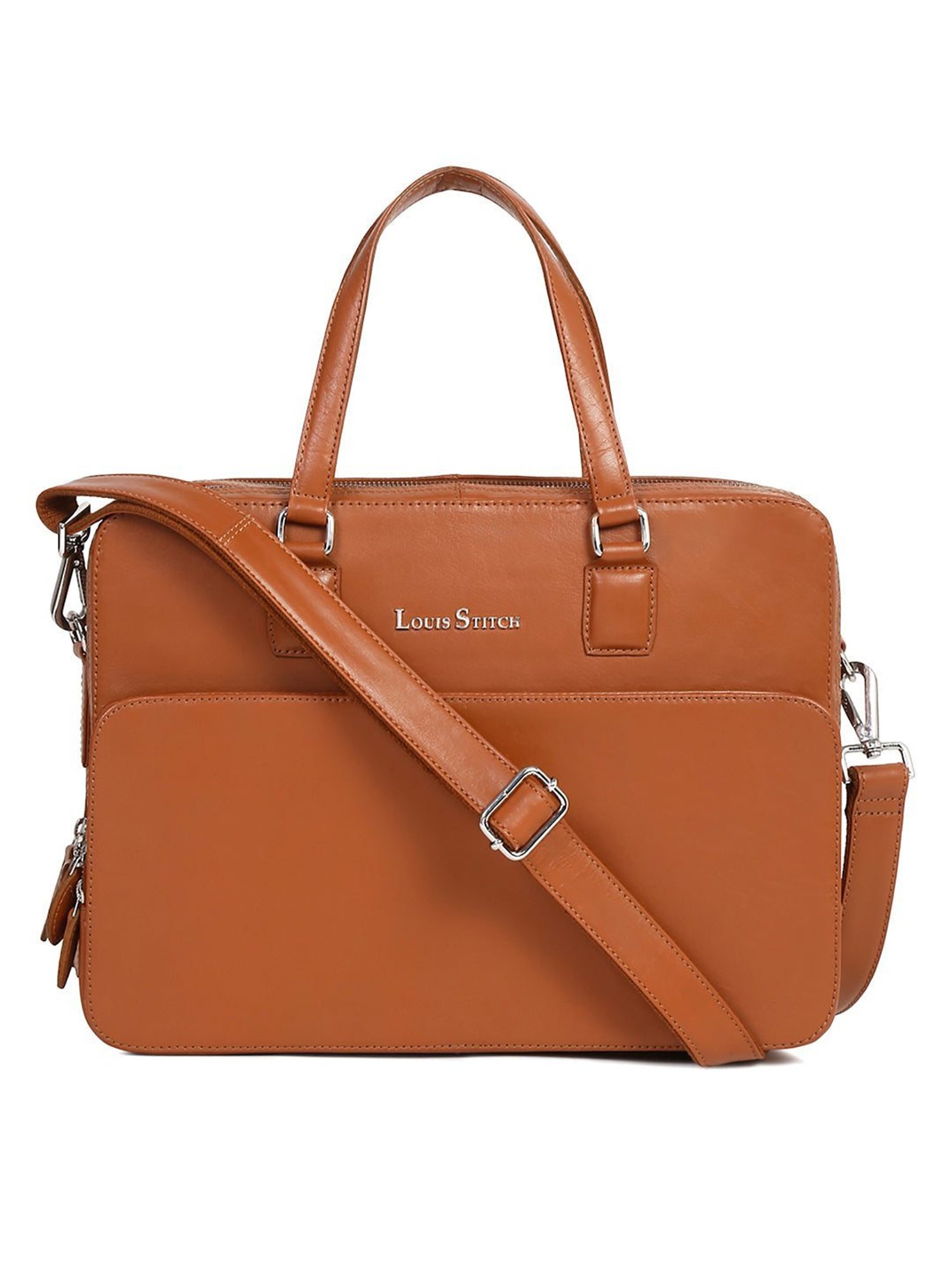 Louis Stitch Tan Leather Medium Multifunctional Executive Laptop Bag