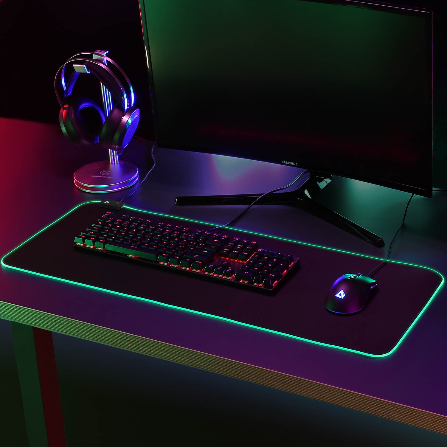 AUKEY KM-P6 RGB Gaming Mouse Pad Large (31.5&times;11.8&times;0.15in) Thick   Extended LED Mousepad with Customizable 16.8 Million Colors, 10 Preset Lights, Spill-Resistant Smooth Surface