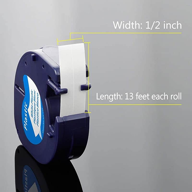 Pack Replace DYMO 91331 S0721660 LetraTag Labeling Tapes LT Black on White Plastic Label Tape for DYMO LetraTag 100H LT100T Plus Label Maker 12 Inch x 13 Feet