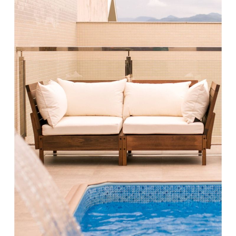 2pc Grass Eucalyptus Corner Chair with Cushions Brown - Alaterre Furniture