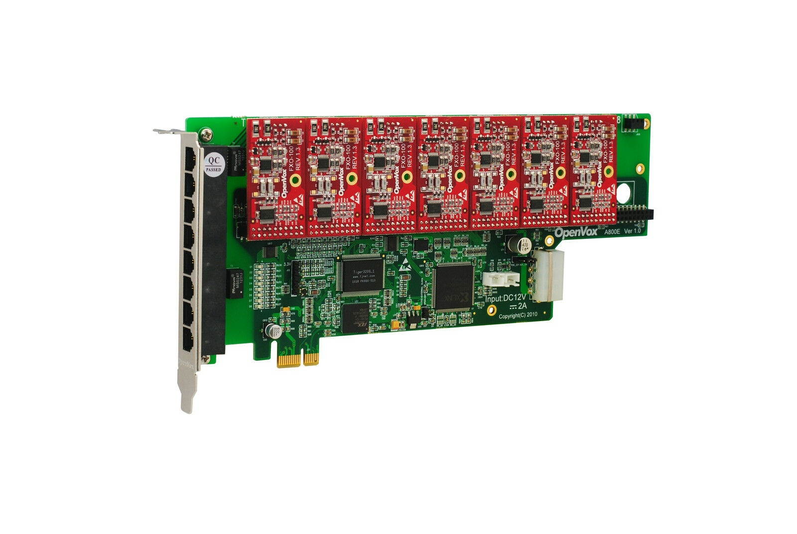 OpenVox A800E07 8 Port Analog PCI-E Base card + 0 FXS + 7 FXO