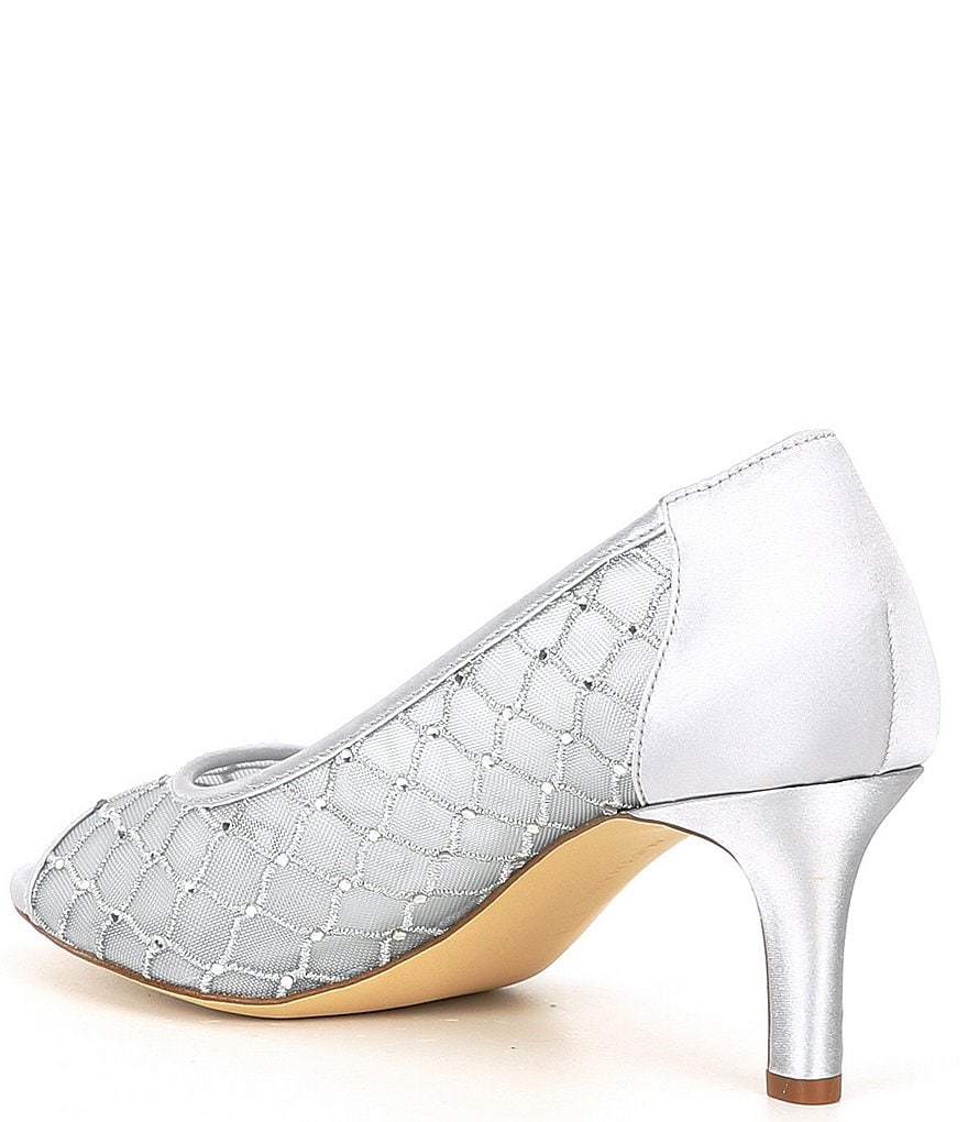 Alex Marie Bessika Rhinestone Detail Peep-Toe Mesh Pumps