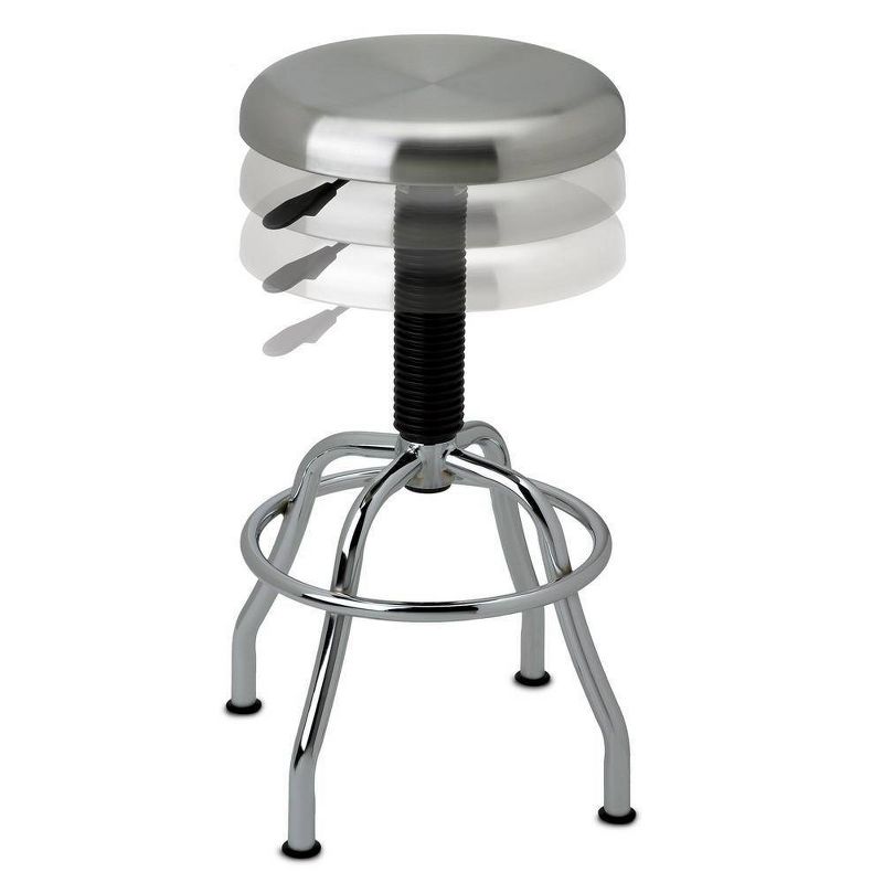 Stainless Steel Top Pneumatic Work Adjustable Height Barstool Silver - Seville Classics