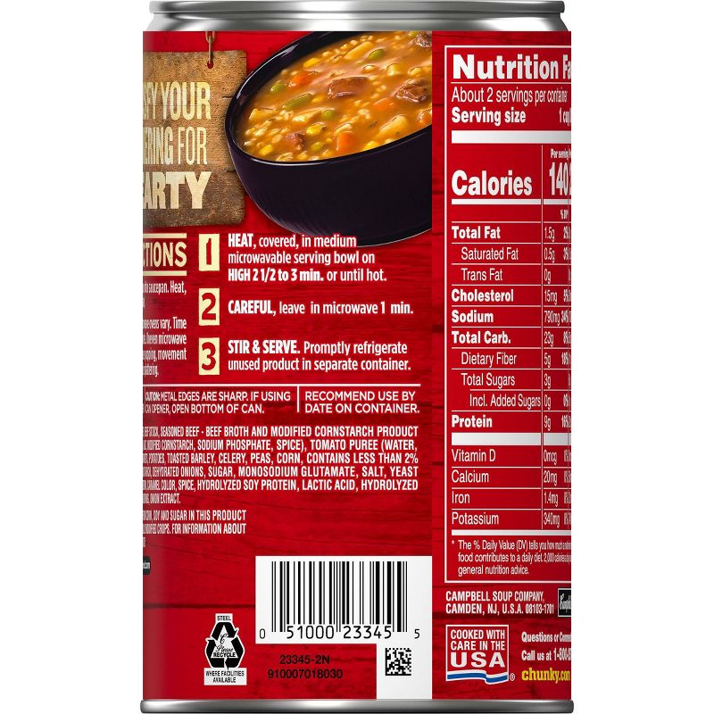 Campbell's Chunky Hearty Beef Barley Soup 19oz