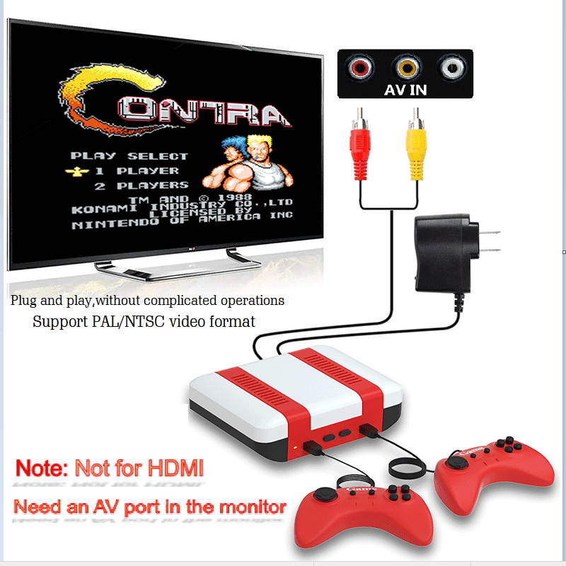 MINI Red & White TV Game Console, Retro Classic Mini Game Console Childhood Game Consoles Built-in 620 Game Dual Control 8-Bit Handheld Game Player for TV Video