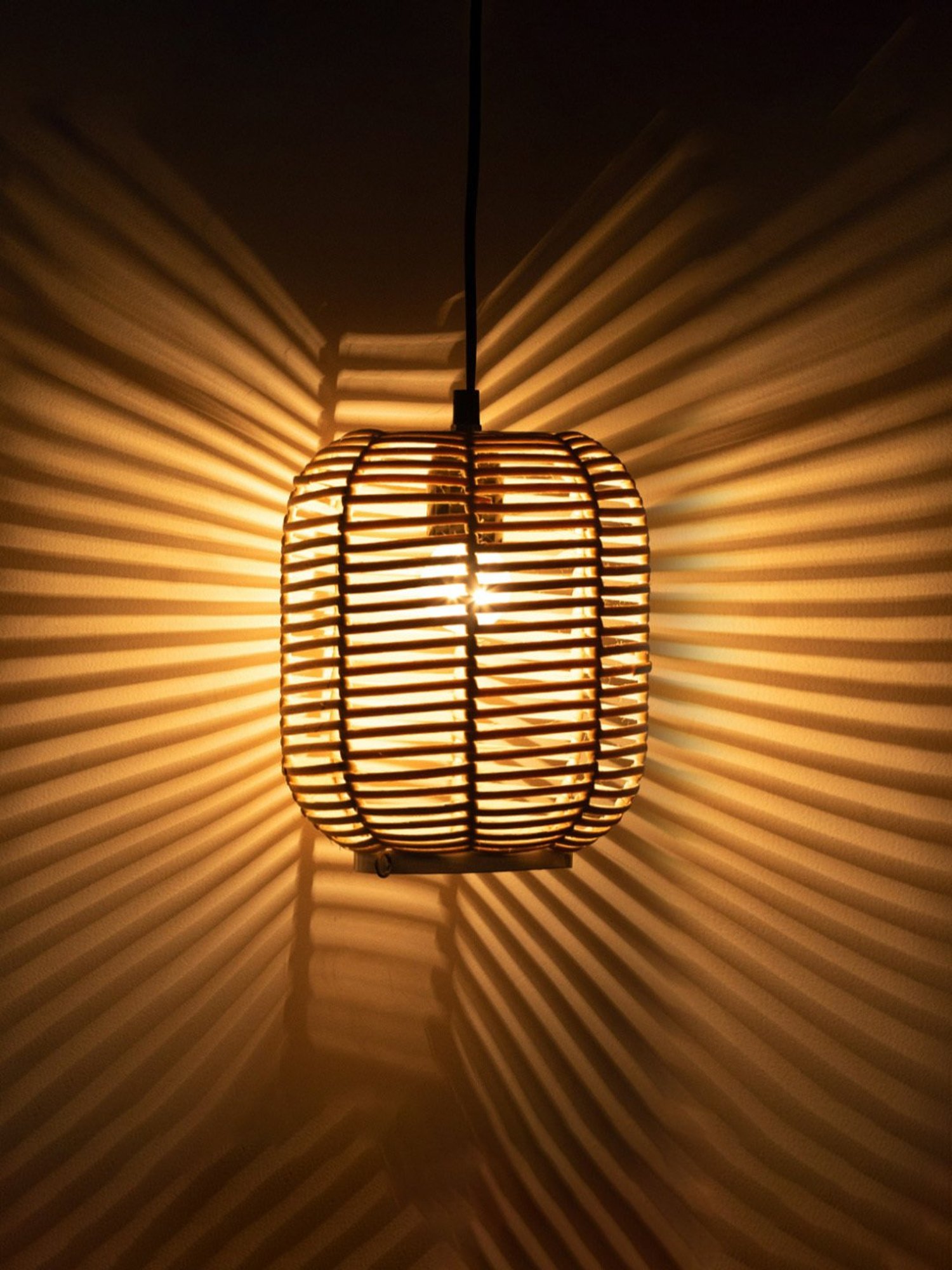 ExclusiveLane Wonders Beige Iron Handwoven Hanging Pendant Lamp