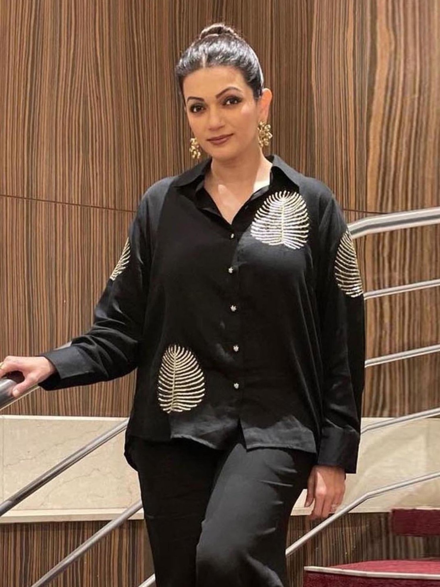 Gulaal Black Diyu Sequin Embroidered Shirt With Pant