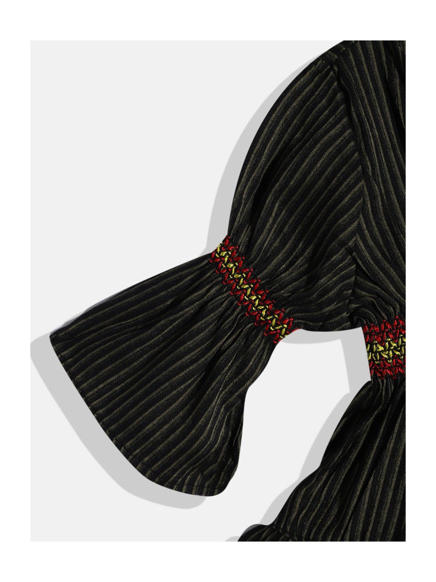 TWISHA Kids Black & Yellow Striped Top with Dhoti