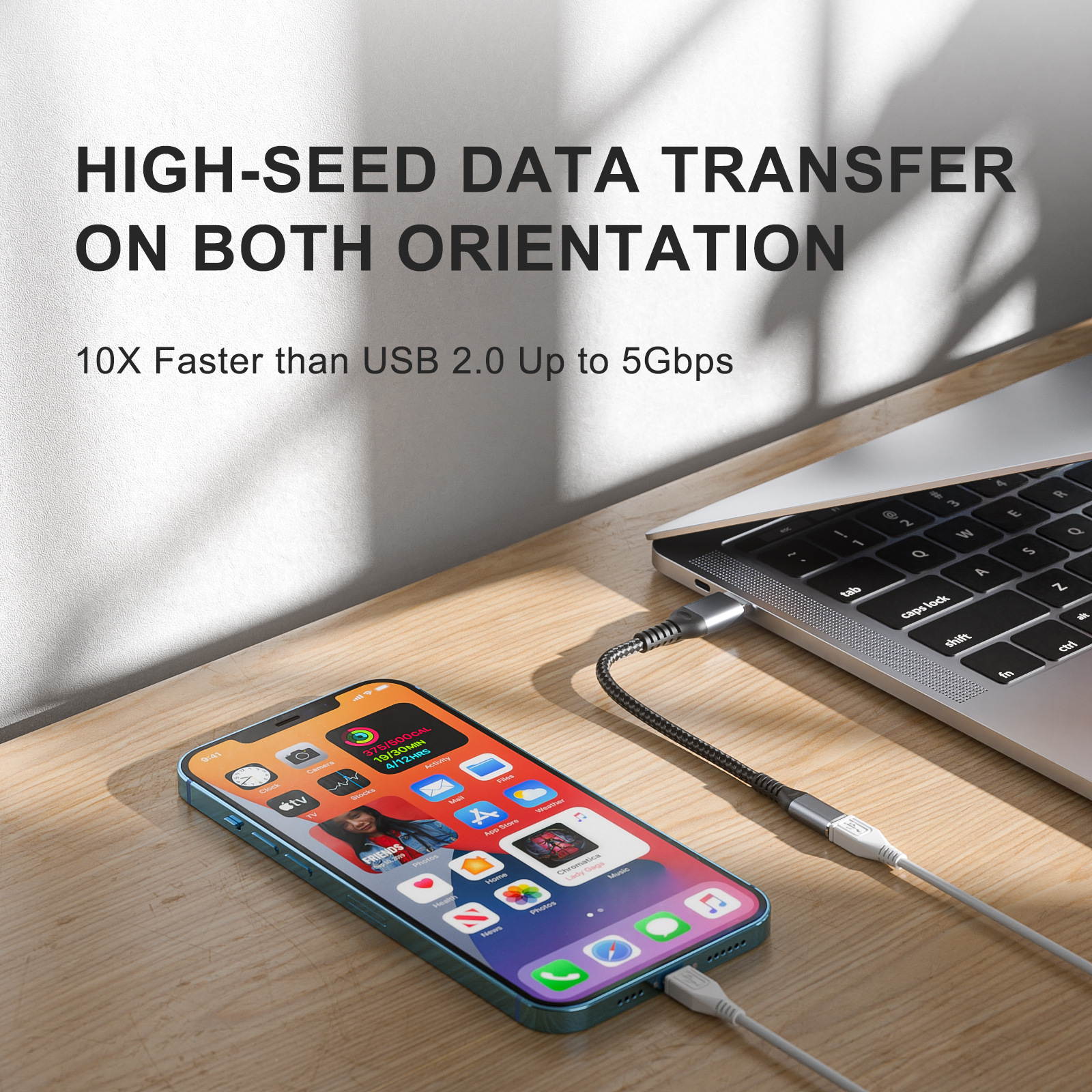 Gigbird USB 3.0 A Male to USB C Female Cable Connector,Aluminum housing with braided wire ( 2 PACK)