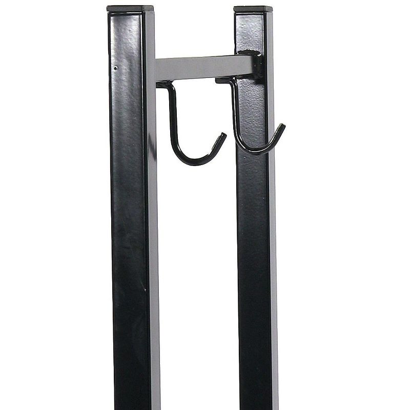 Sunnydaze Indoor/Outdoor Steel Fire Pit or Fireplace Firewood Log Rack Holder with Hooks - 32" - Black