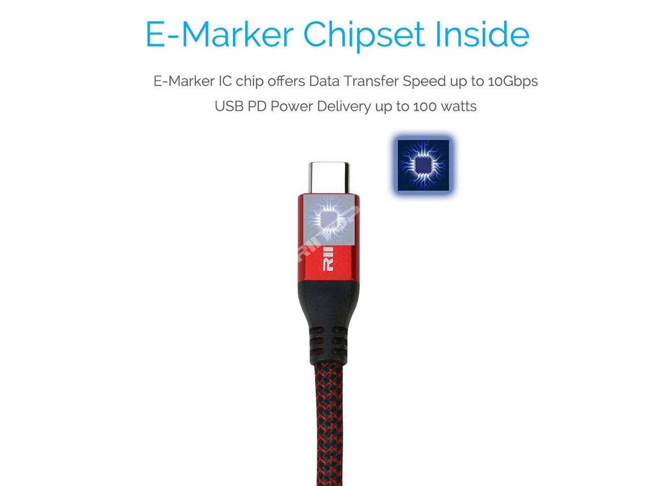 USB C to C Cable 100W [5FT, 20Gbps], RIITOP USB 3.2 Type-C Gen 2x2 Cable with E-Marker (Thunderbolt 3 Compatible) Support PD Fast Charge / 4K Video Braided Cord for MacBook Pro, USB-C Monitor, SSD