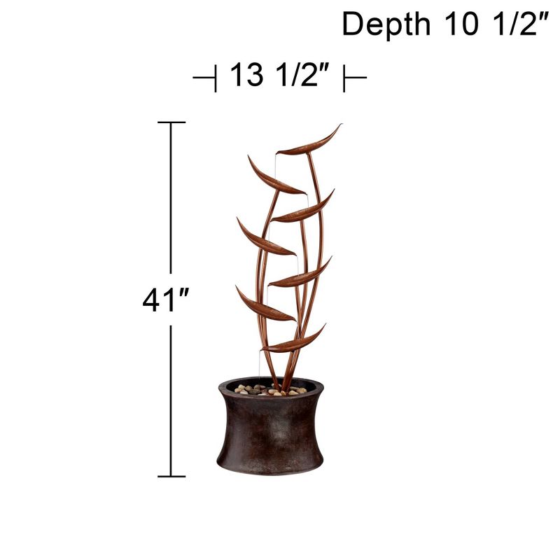 John Timberland Rustic Modern Outdoor Floor Water Fountain 41" High Cascading Leaves for Yard Garden Patio Deck Home