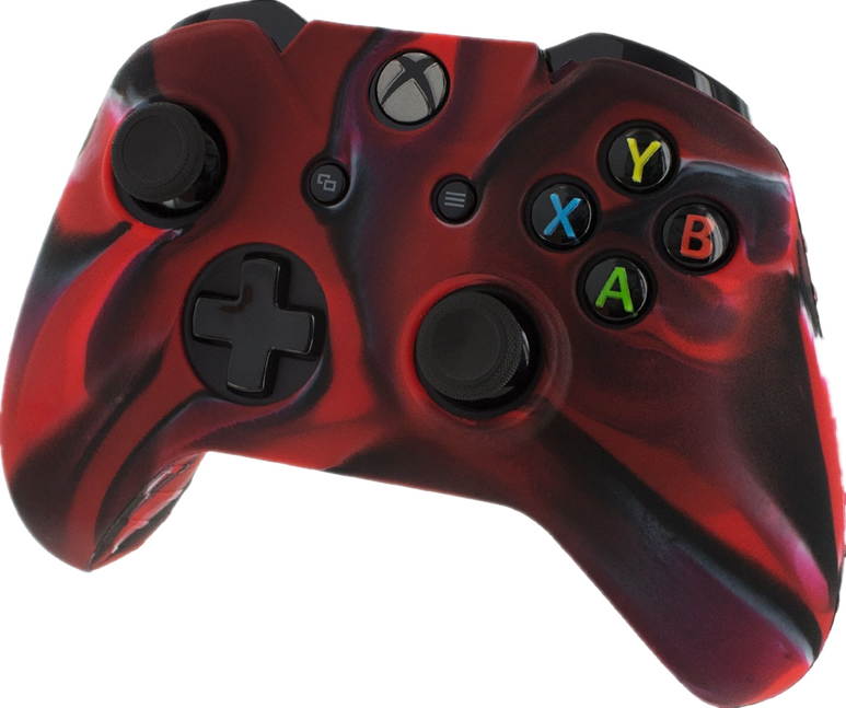 Silicone Skin Protective Cover Case & Black Grip Stick Caps for XBOX One X1 Controller Camouflage Blue Green Red