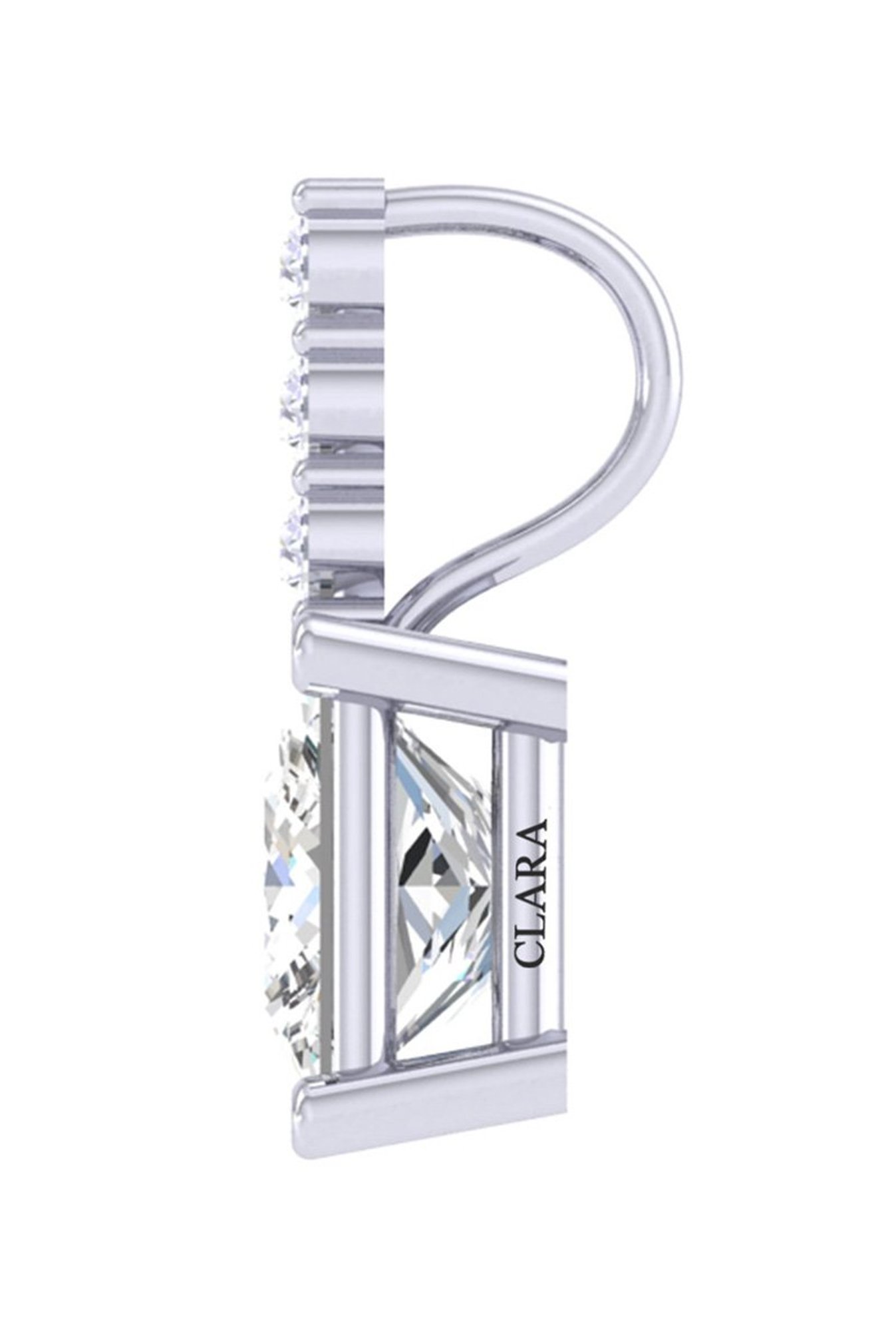 Clara White Sterling Silver Soitaire CZ Pendant with Chain