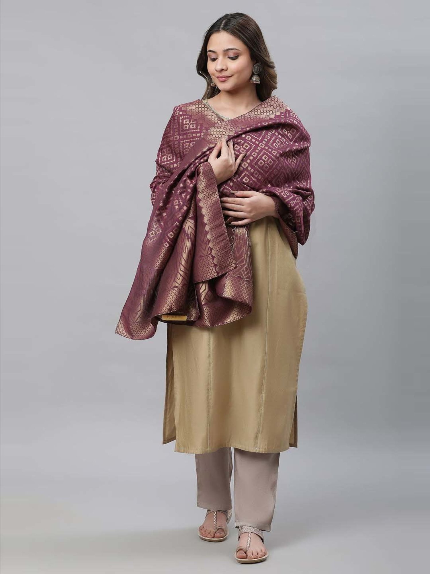 Aurelia Purple Woven Pattern Dupatta