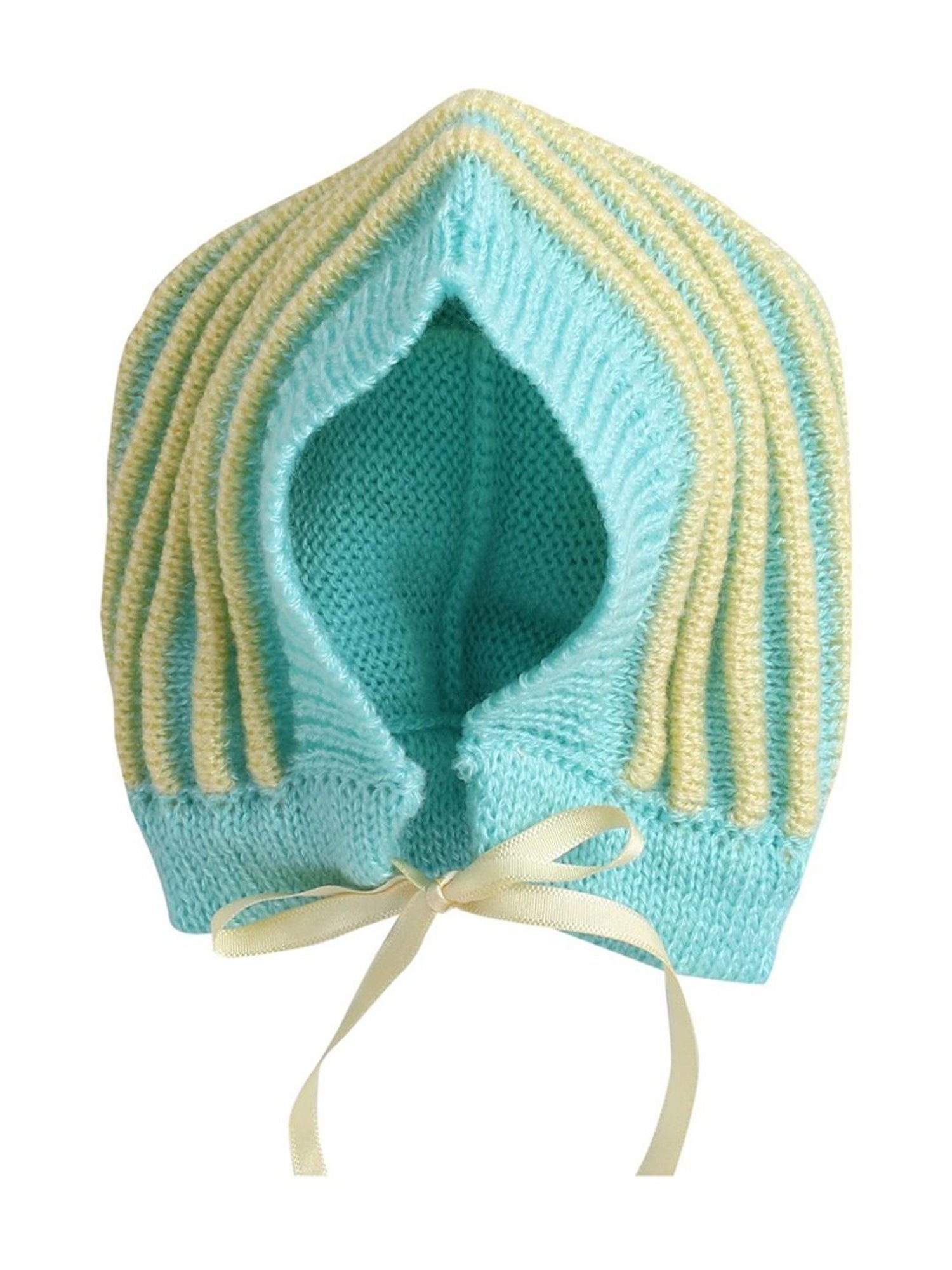 Little Angels Kids Green & Yellow Striped Full Sleeves Sweater Set