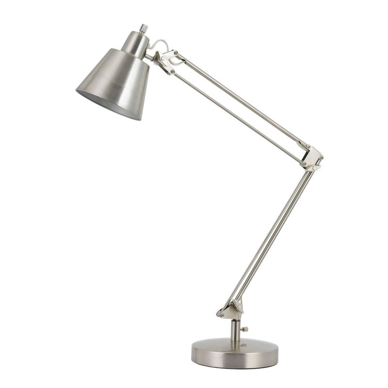 27" AdjusDesk Metal Udbina Desk Lamp with Arm Brushed Steel - Cal Lighting