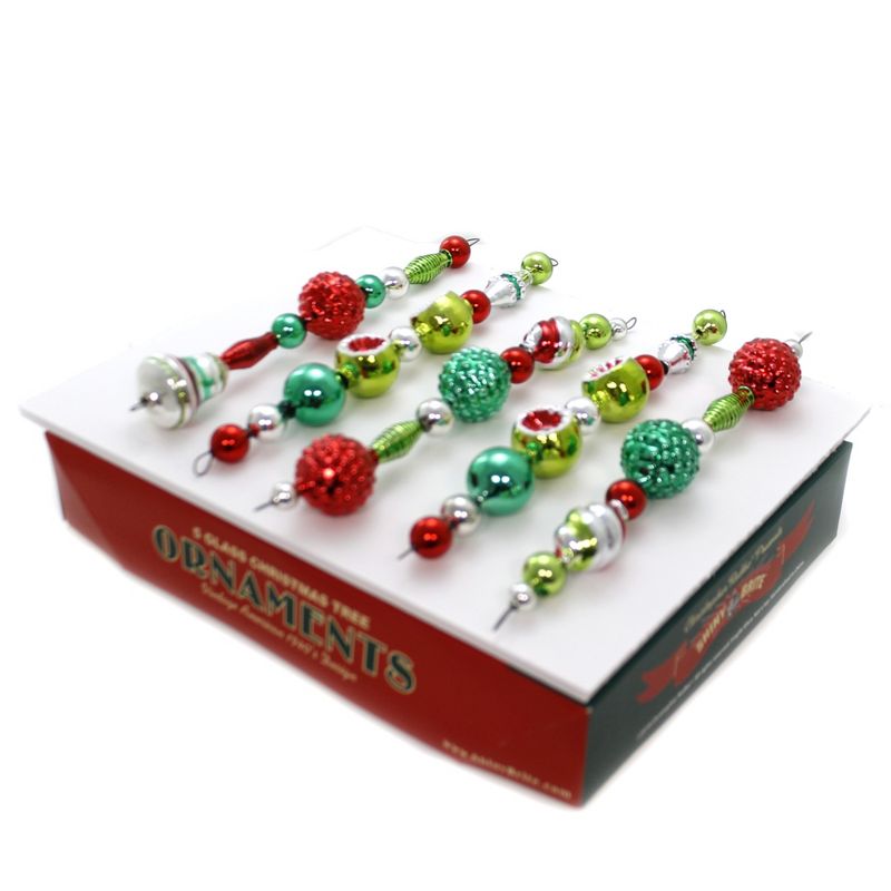 Shiny Brite 8.5" Hs Shaped Icicles Holiday Splendor St/5 Ornaments  -  Ornament Sets