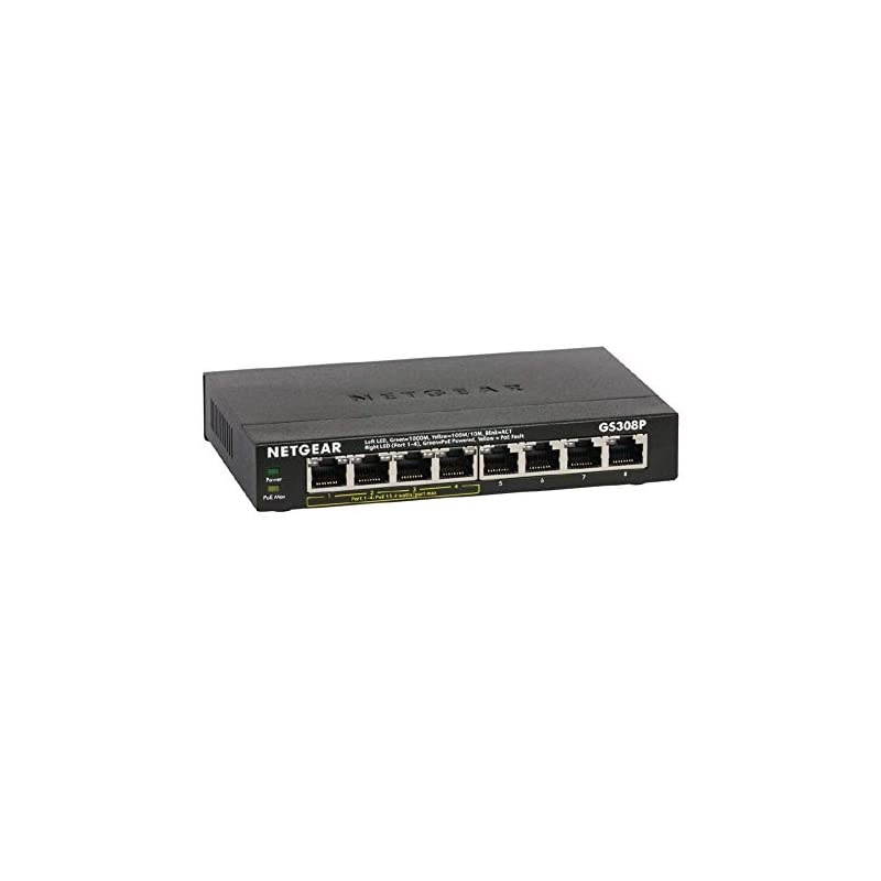8Port Gigabit Ethernet Unmanaged PoE Switch GS308P with 4 x PoE 55W Desktop Sturdy Metal Fanless Housing