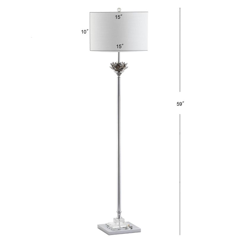 59" Crystal/Metal Amelia Lotus Floor Lamp (Includes LED Light Bulb) Gray - JONATHAN Y