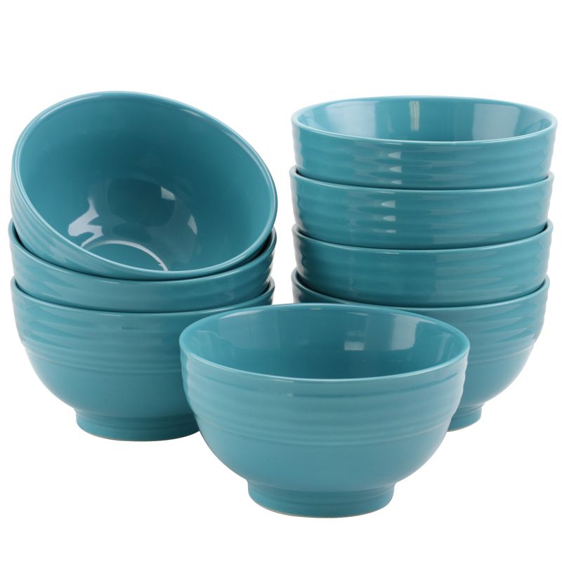 Gibson Plaza Cafe 8 Piece 6" Bowl Set in Turquoise