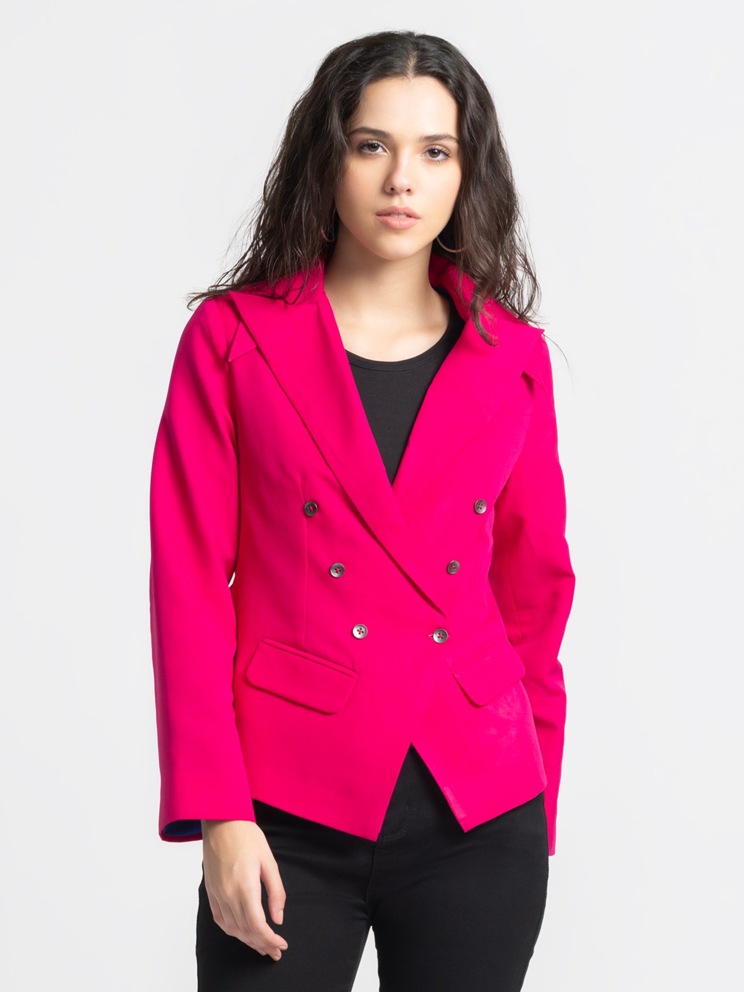 SHAYE Fuchsia Regular Fit Blazer