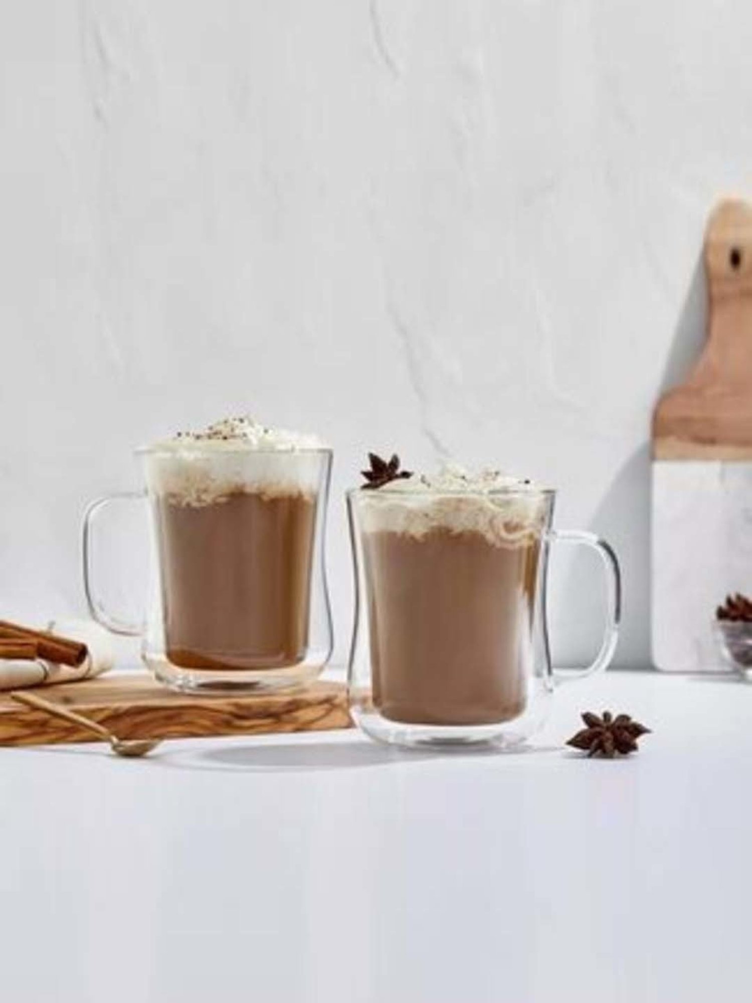 Femora Double Wall Transparent Glass Heat Resistant Coffee Mugs With Handle (0.24 L) - Set of 2