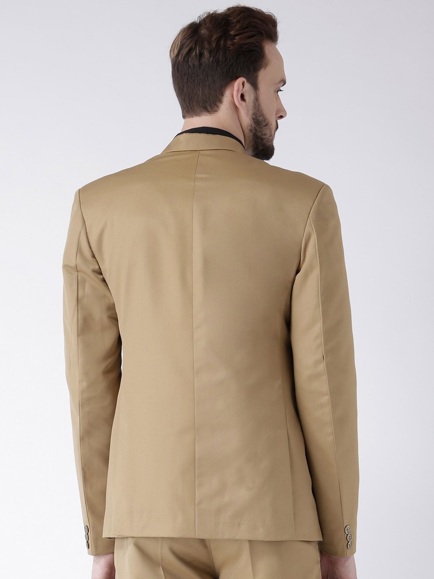Hangup Plus Khaki Regular Fit Notch Lapel Blazer