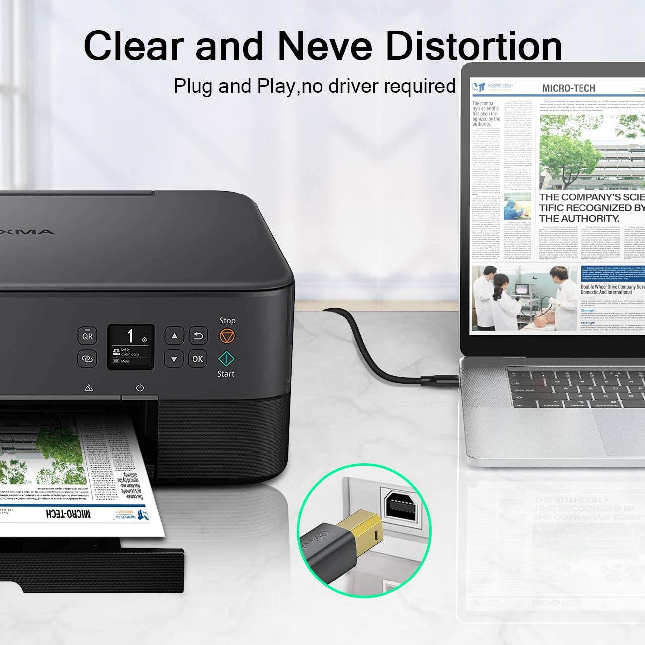 Printer Cable,QGeeM USB Printer Cable 6FT USB 2.0 Type A Male to Type B Male Printer Scanner Cable Compatible with HP, Canon, Dell, Epson, Lexmark, Xerox, Samsung and More, USB Cable for Printer